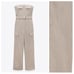 NWT. Zara Linen Blend Cargo Jumpsuit. Size S.