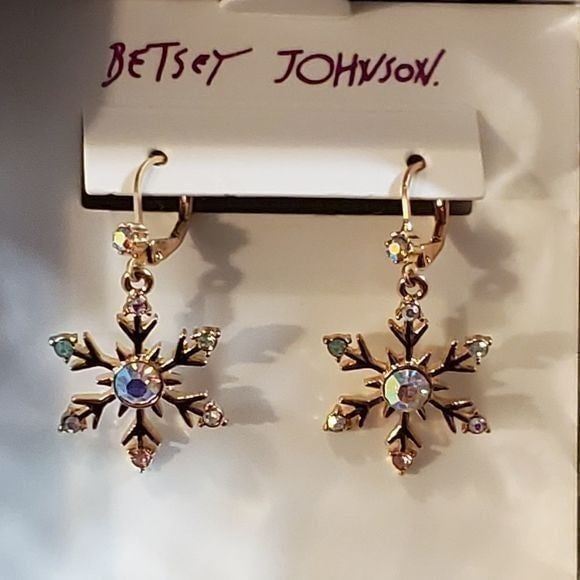 Betsy Johnson jeweled snowflake earrings new!!!!