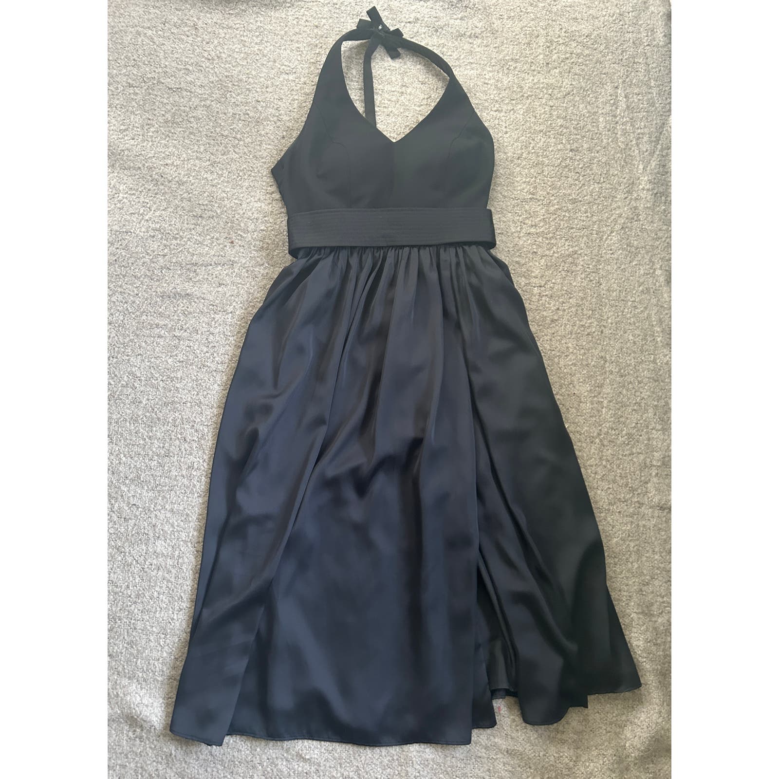 Vera Wang White Black Halter Midi Dress | Size 6