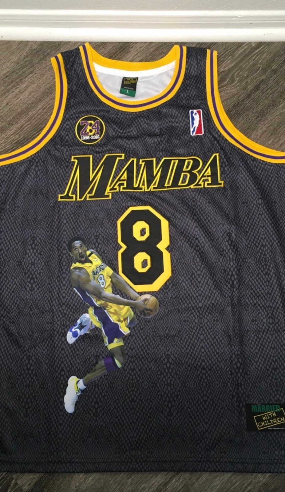 Kobe Bryant 8/24 Graphic “Married with Children” tagged Basketball Jersey