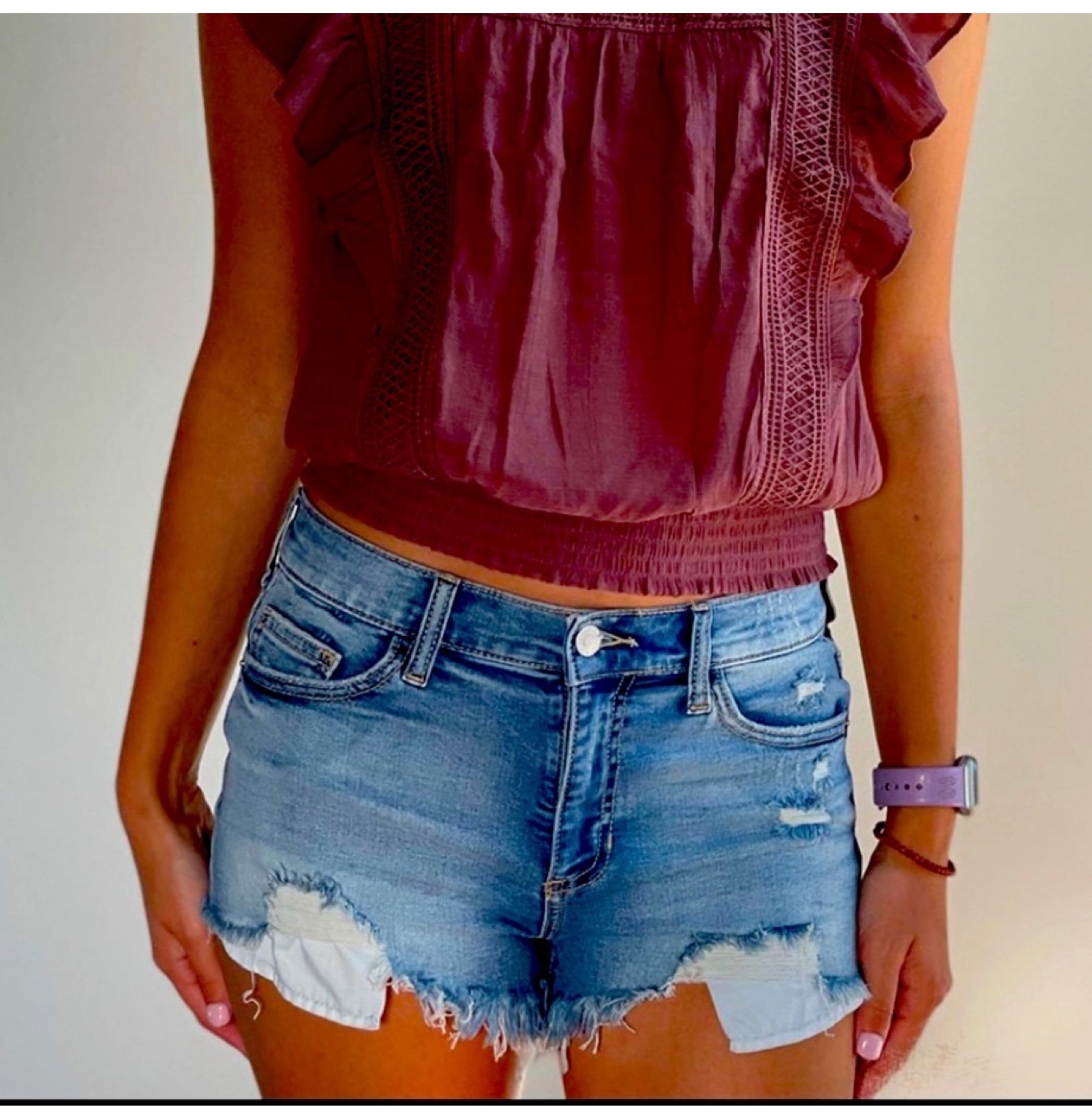 Distressed Mid-Rise Shorts