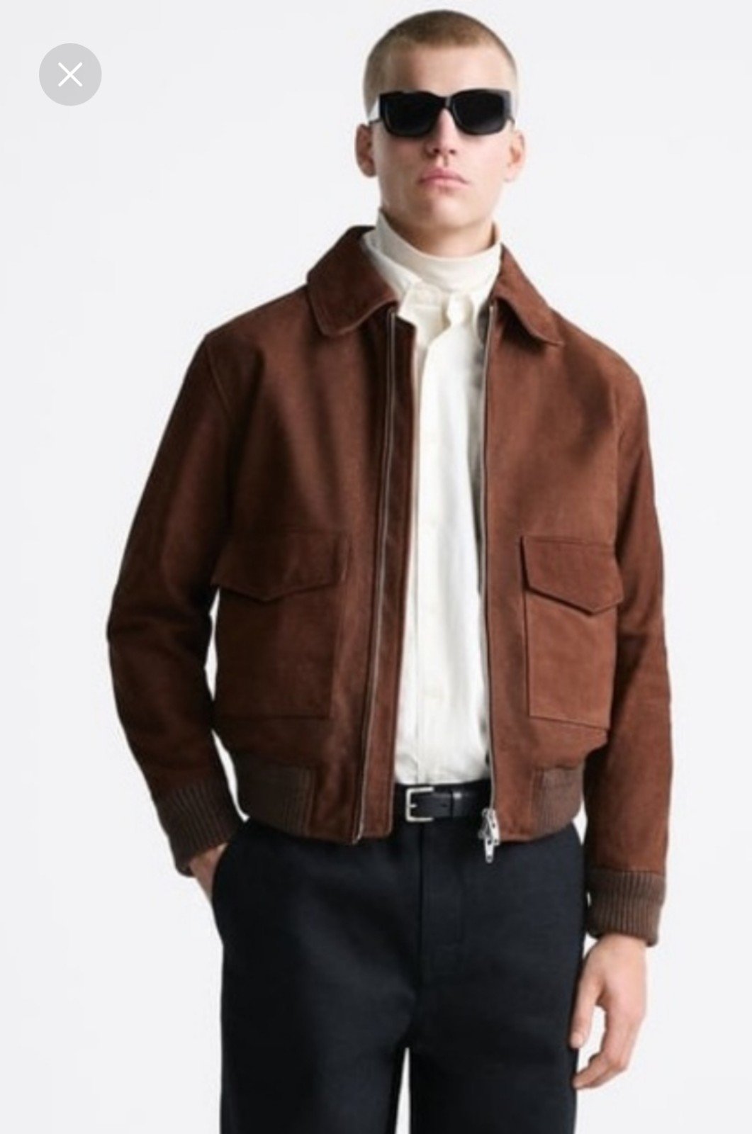 Men's Zara leather aviator pilot jacket medium new