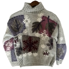 VTG 90s Hand Embroidered Wool Fall Winter Seasonal Holiday Sweater Women’s Size