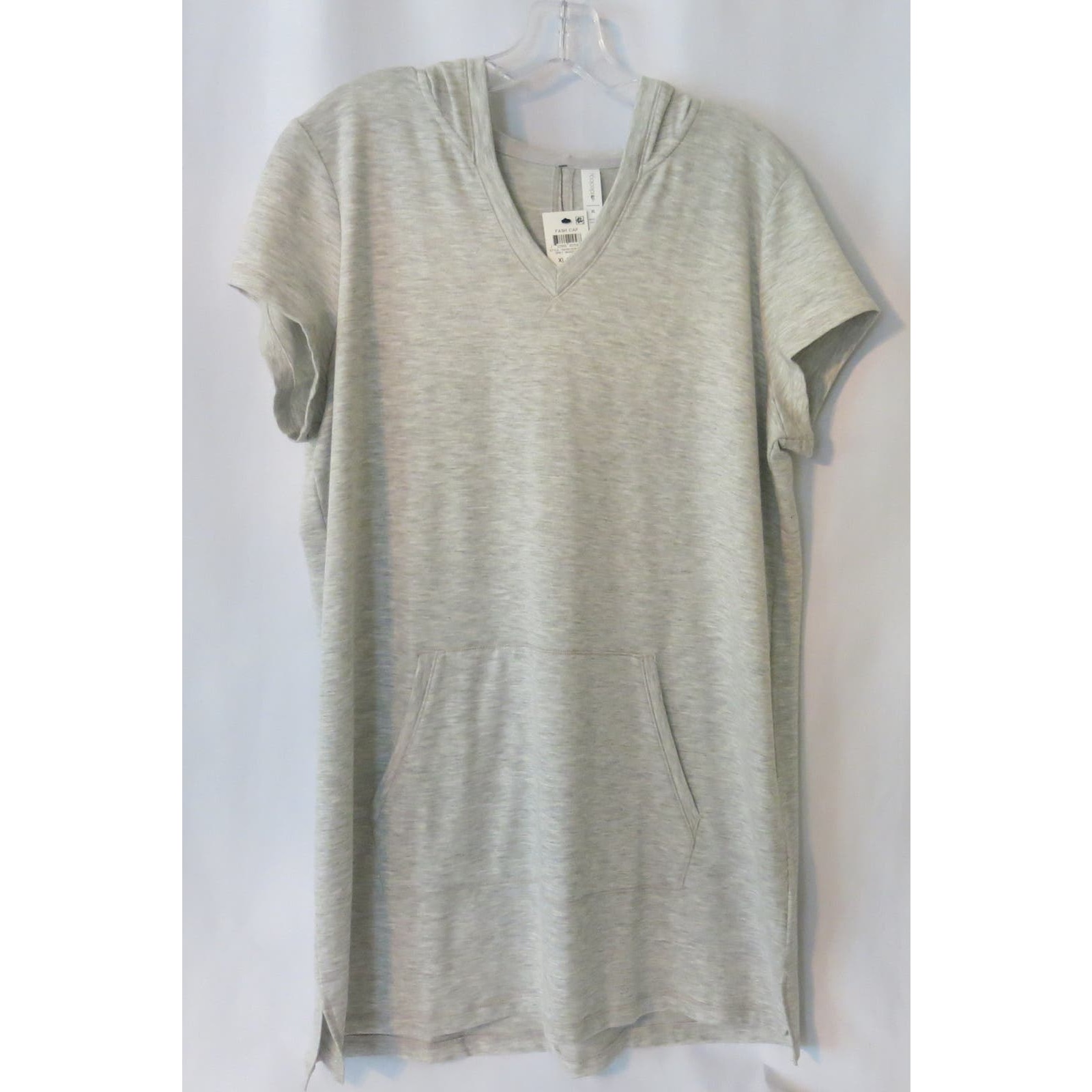 IDEOLOGY *NWT* Hoodie Tunic Short Sleeve Size XL Women Pocket Athleisure Gray