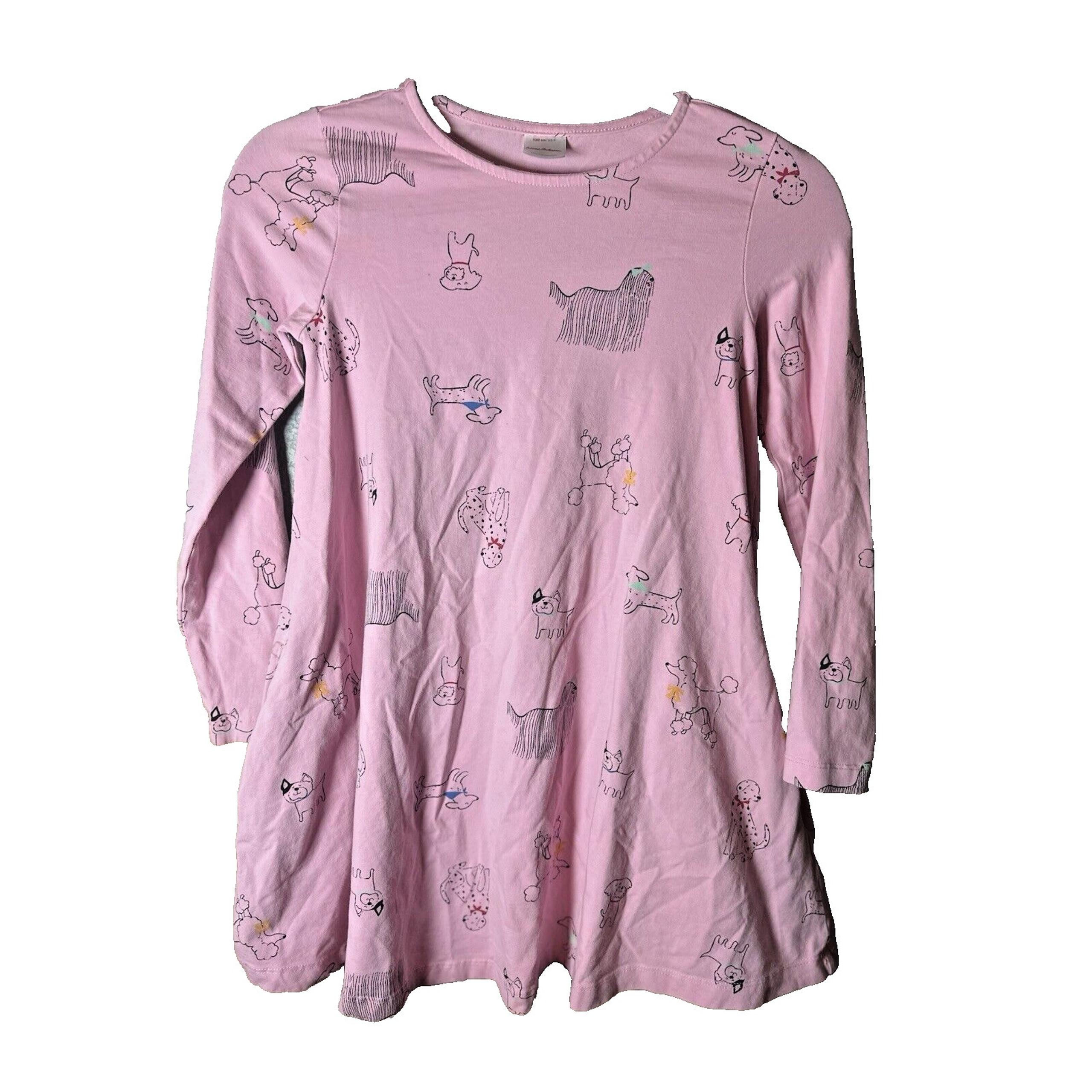 Hanna Andersson Girls Sz 8 Cotton Dress Pockets Dogs Pets Soft Comfort Baby Pink