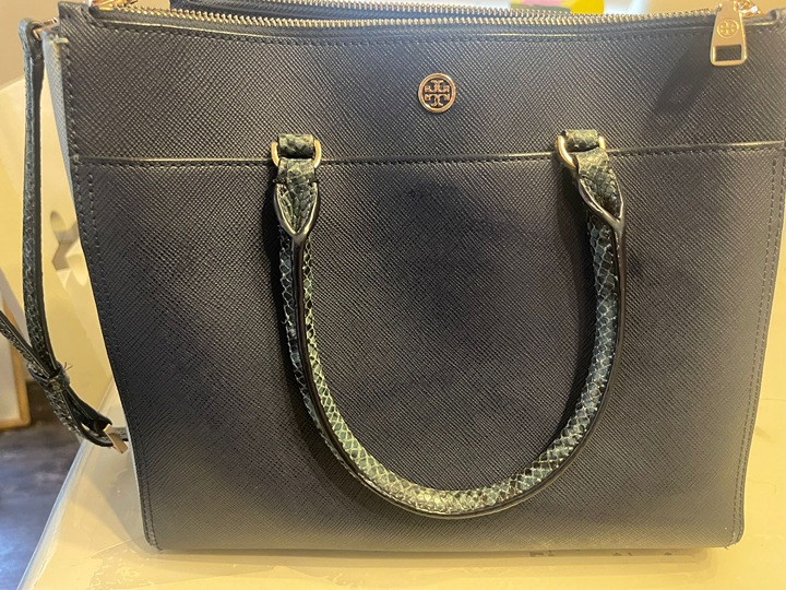 TORY BURCH walker Satchel Bag Navy With embossed trim