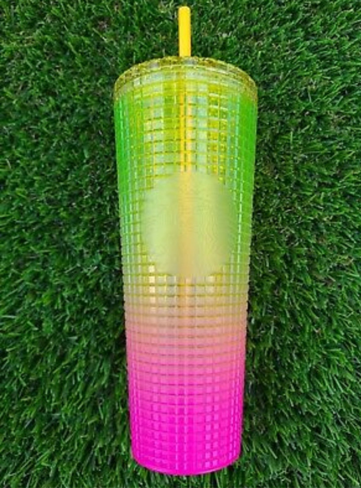 Starbucks Lemon Prism Spray Pink Gradient Ombre Summer 2022 Venti Tumbler 24 oz.