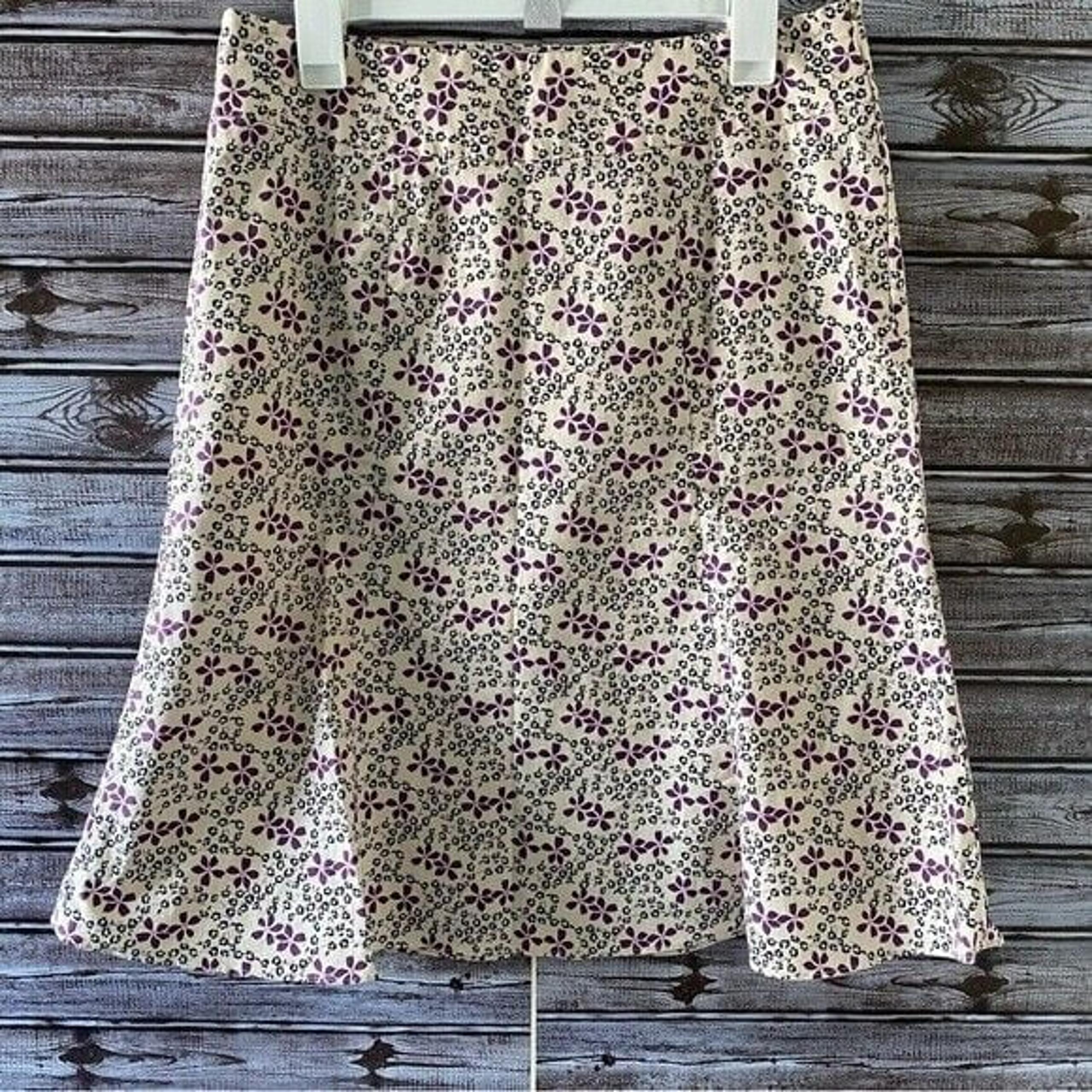 Gap Women's Skirt Size 12 Navy Stretch Floral A-Line Side Zip Knee-Length