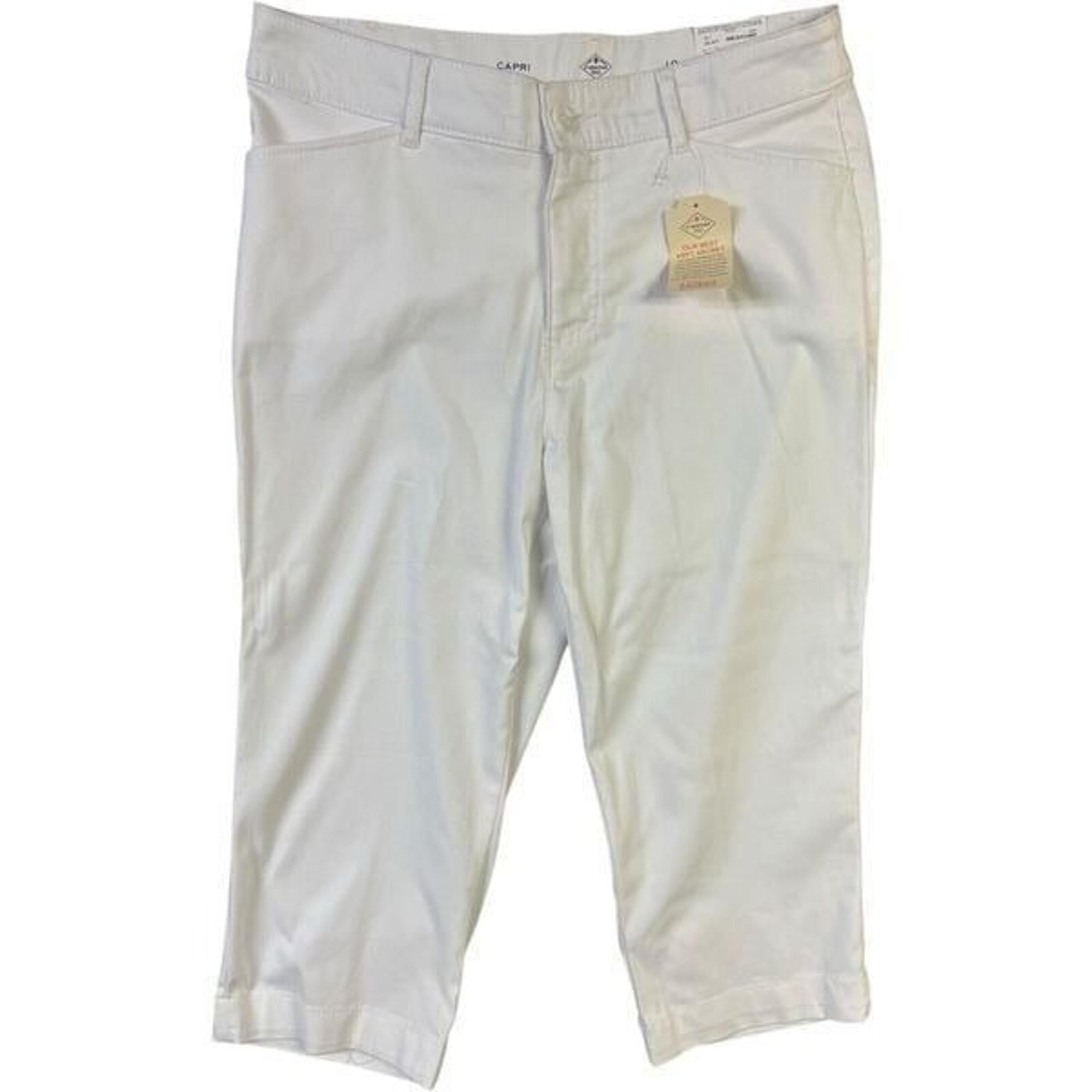 St John's Bay Capri Pants White New Tummy Control Women Size 10 Easy Fit Casual