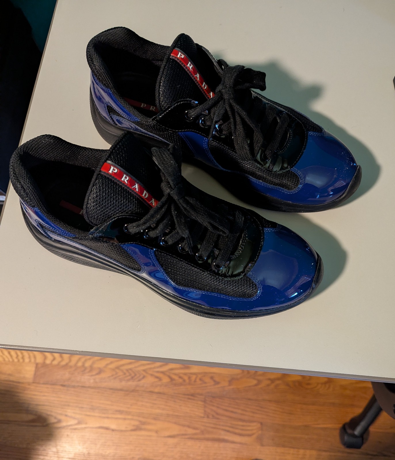 AUTHENTIC PRADA AMERICAS CUP INCHIOSTRO NERO NAVY BLACK PATENT LEATHER 4E3400 8