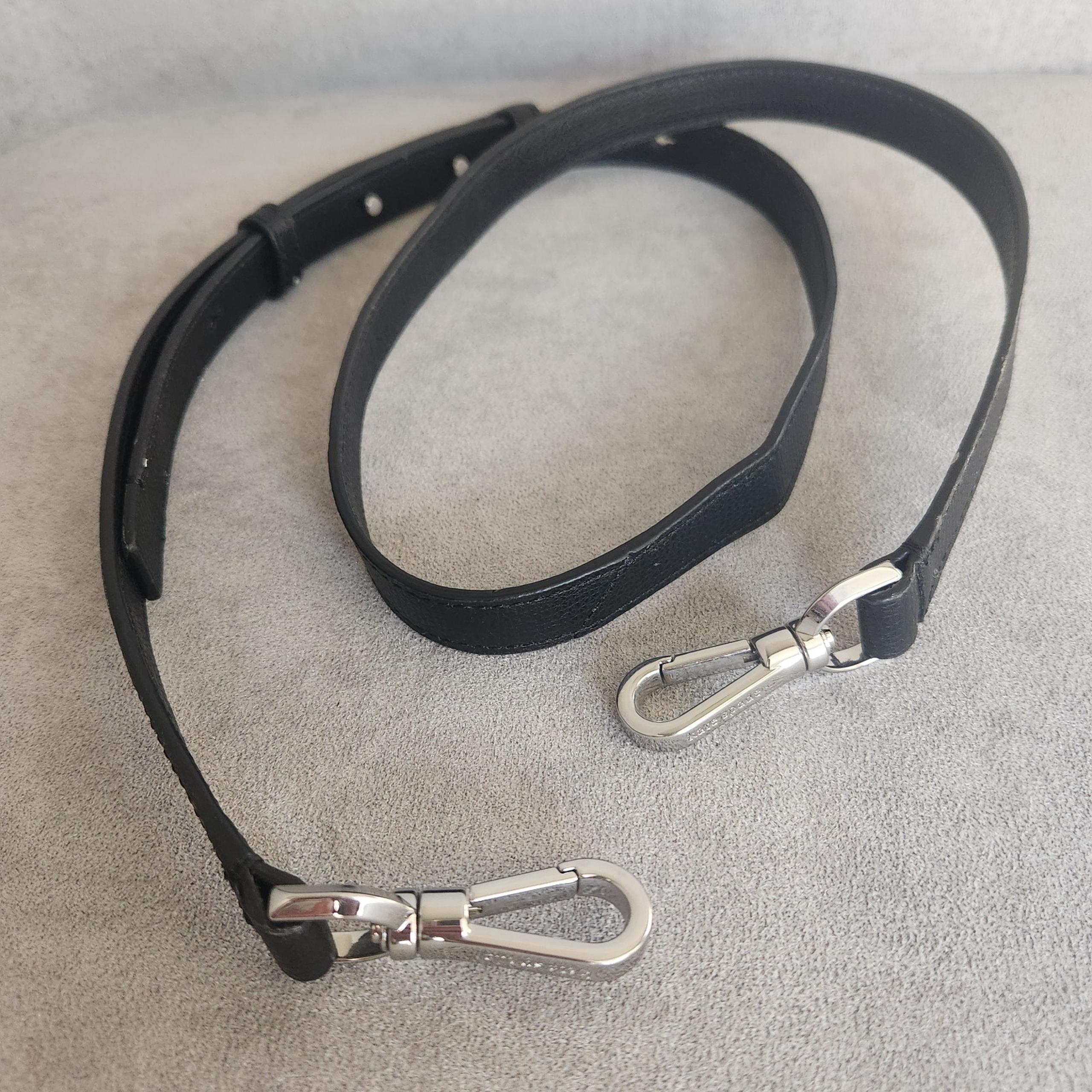 Kate Spade bag strap women's black leather shoulder logo replacement silver tone