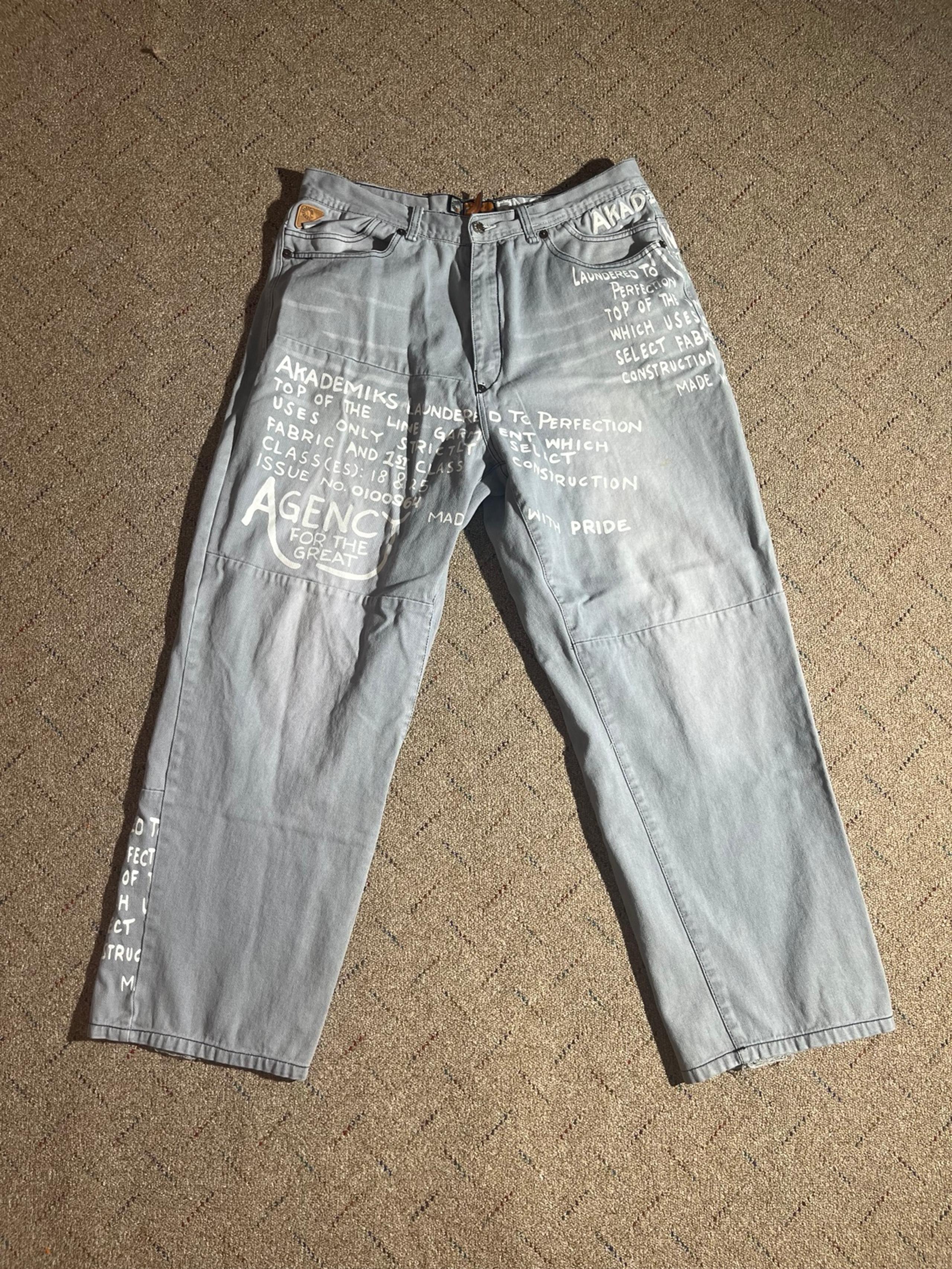 Vintage Y2K Akademiks 40x30 Jeans Baggy Hip Hop Skater Gray