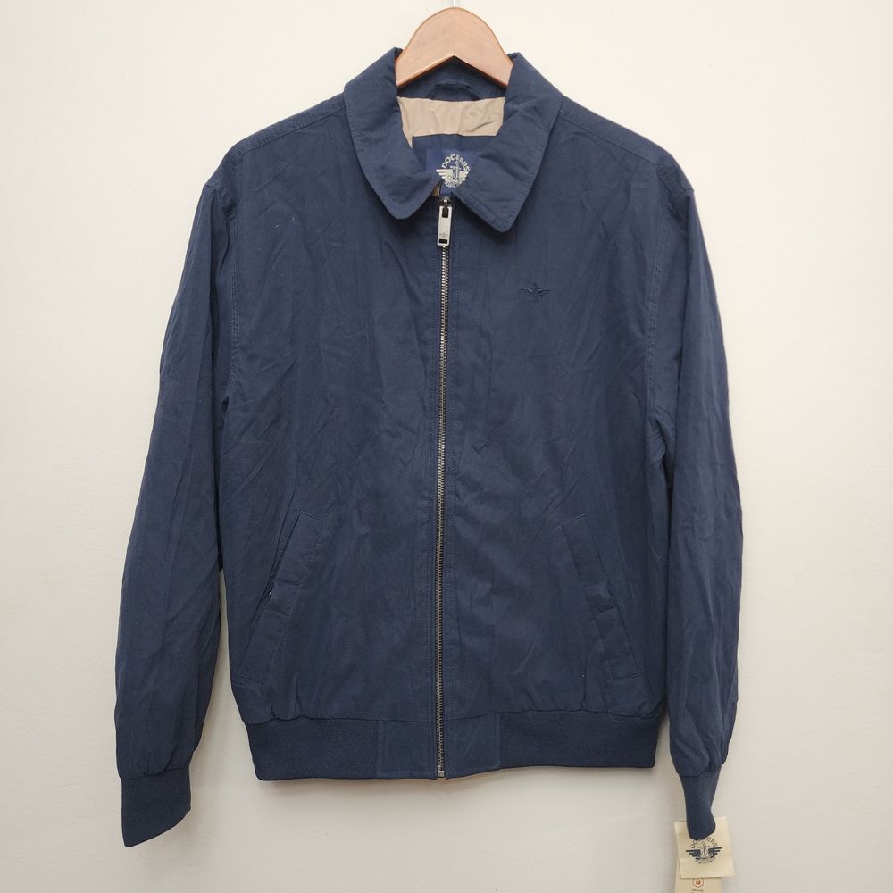 Dockers Men's Size Small Micro Twill Golf Bomber Jacket Navy Water Resistant