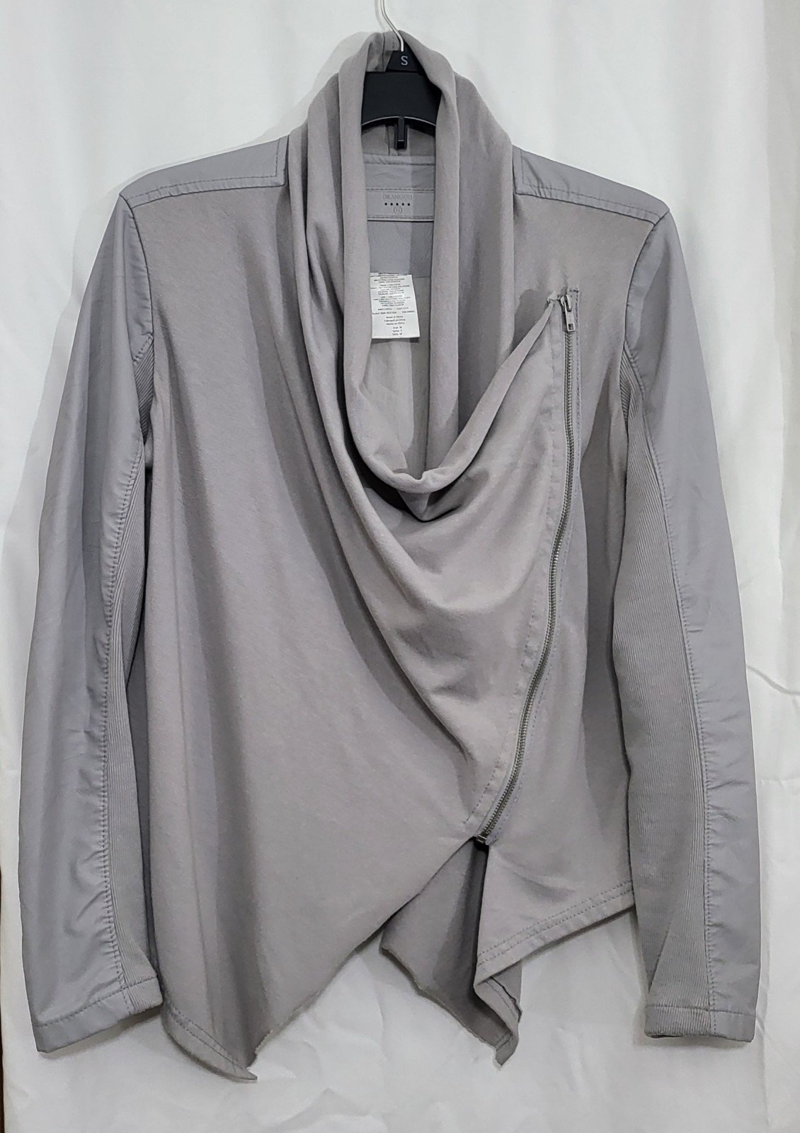 BLANK NYC Private Practice Gray Draped Moto Faux Leather Jacket, Size M