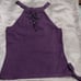 URCHIN MARK EISEN PURPLE STUNNING HALTER SILK CASHMERE KNIT TOP SZ L