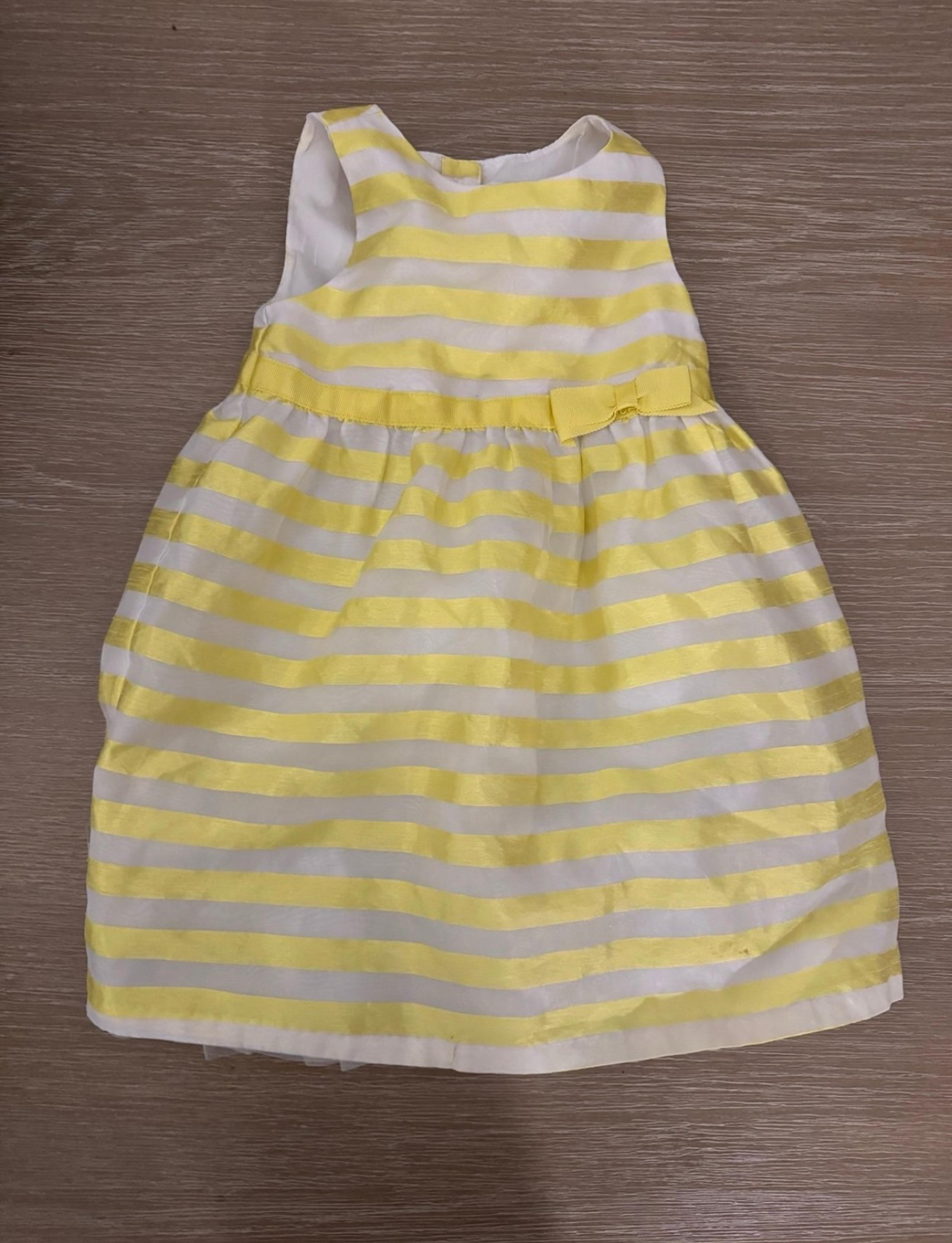 Gymboree girls yellow & white stripe tulle bow dress size 3T