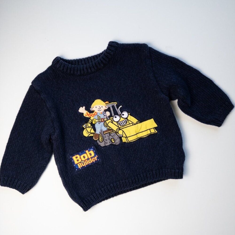 y2k Bob The Builder navy cotton sweater