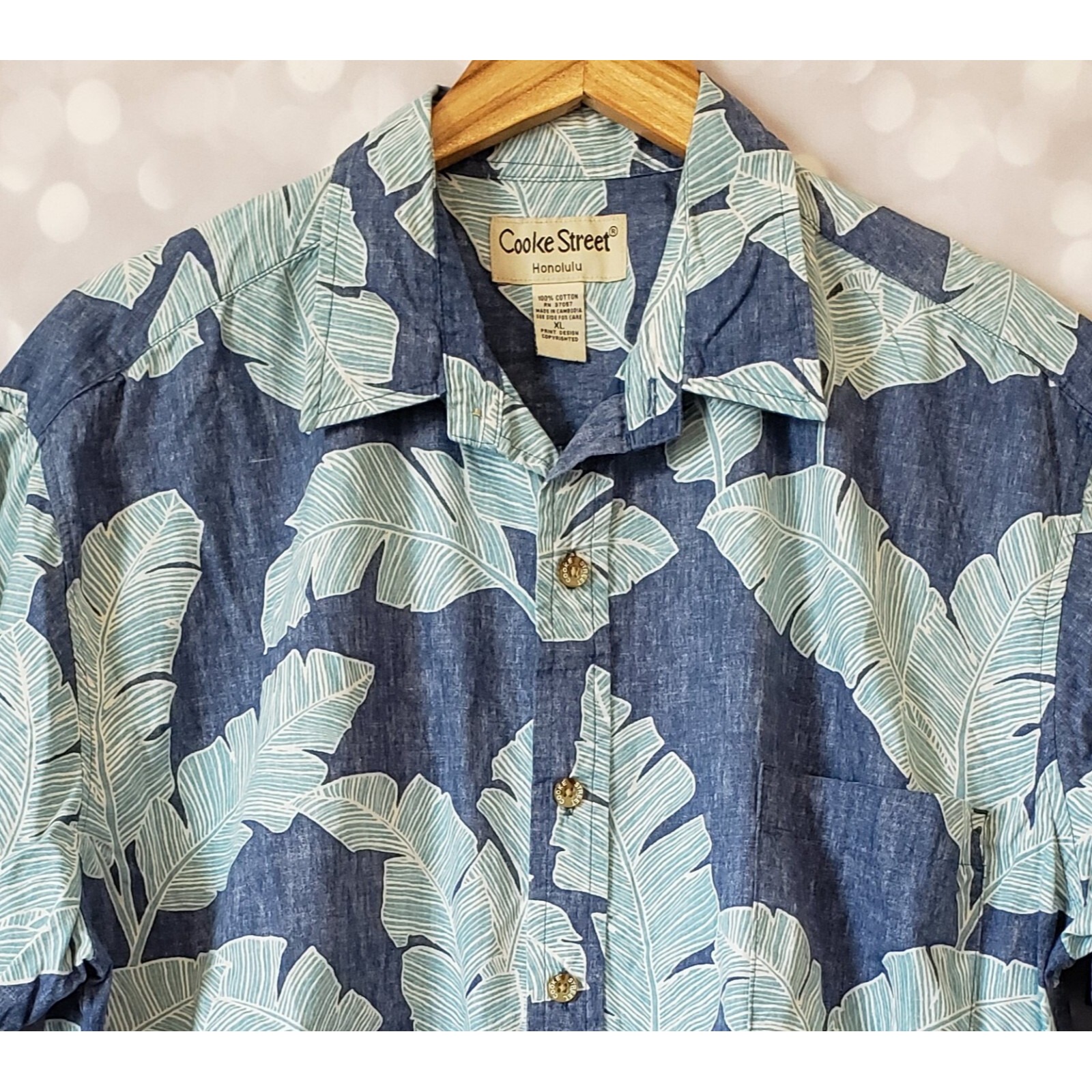 Cooke Street Reverse Print Blue Hawaiian Shirt Mens Size XL