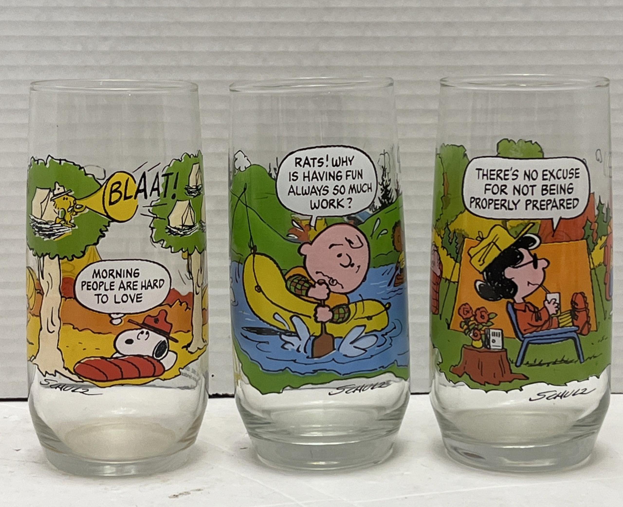 Vintage Set Of 3 McDonald's CAMP SNOOPY COLLECTION GLASSES