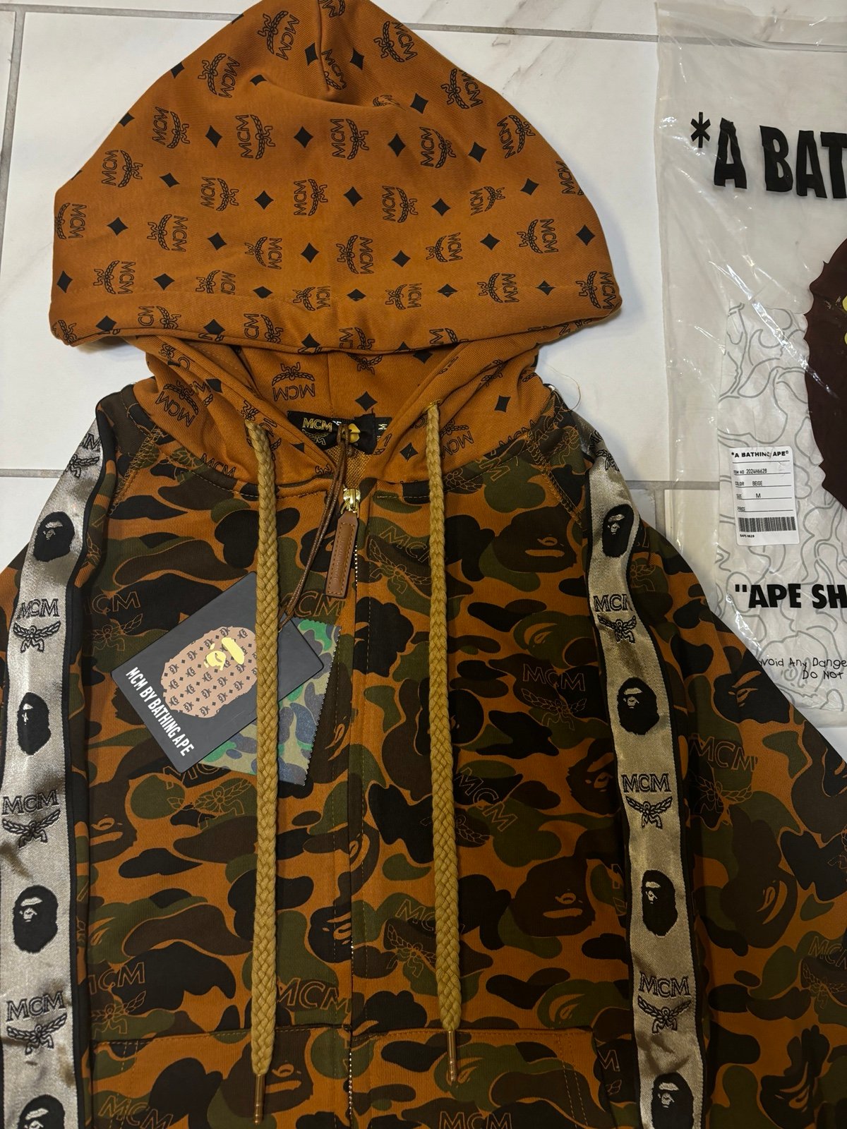 BAPE x MCM Camo Zip Hoodie 'Brown' Hoodie