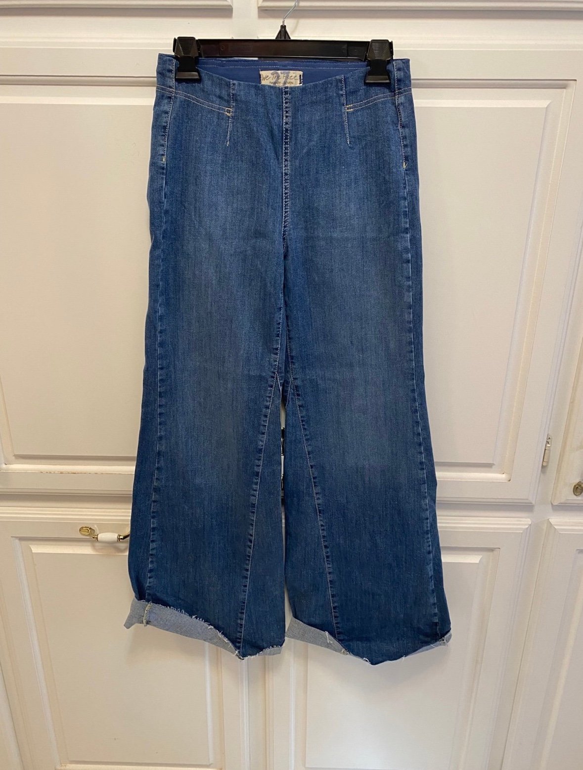 Free People We The Free Drapey A Line Pull On Jean Wide Leg Flare Boho Festival