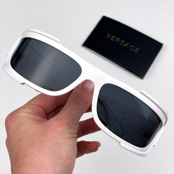 Versace VE4446 314/87 BRAND NEWSunglasses White Dark Grey Wraparound Unisex