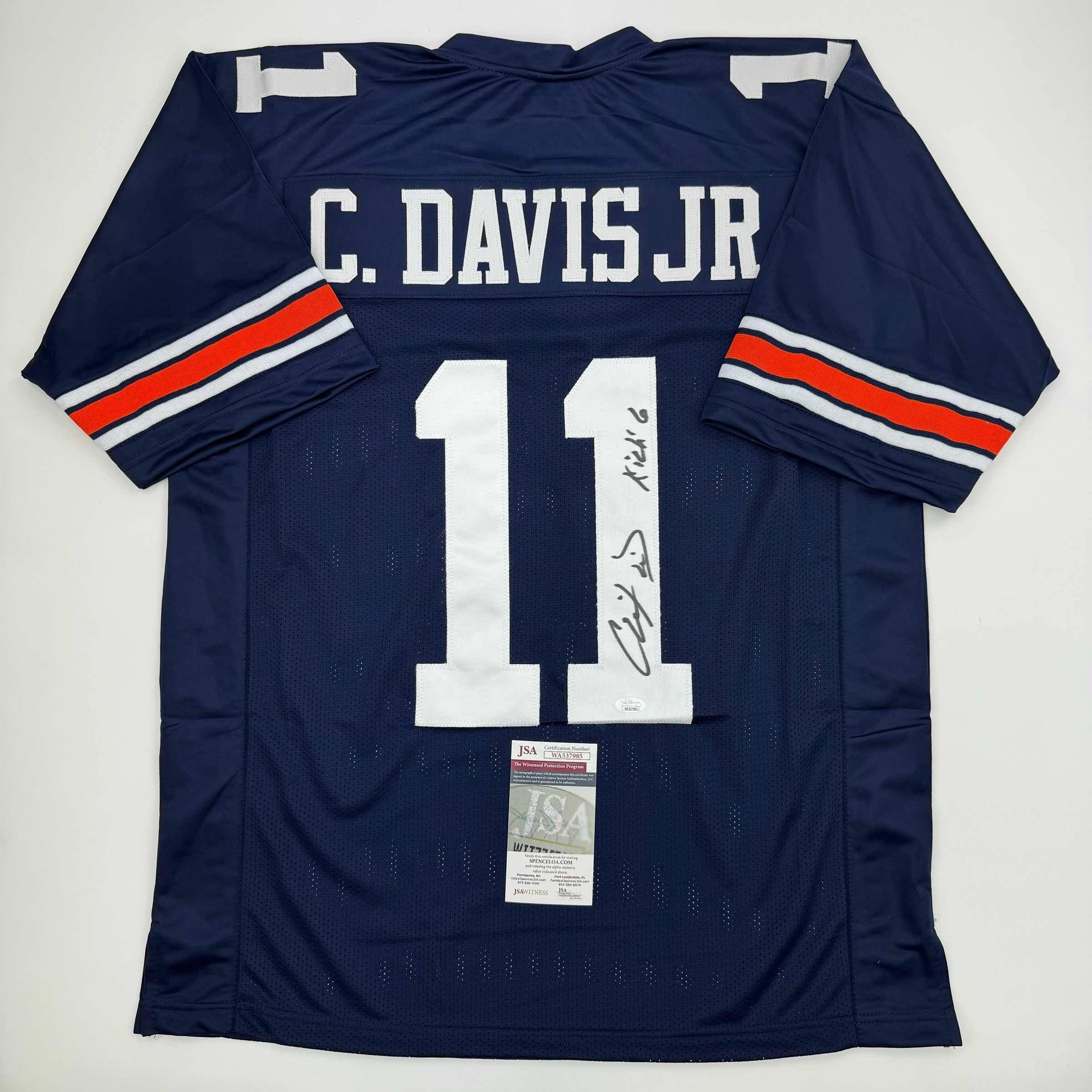 Autographed/Signed Chris Davis Jr. Auburn Blue Jersey JSA COA