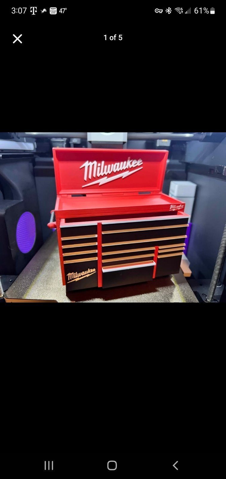 Milwaukee desktop mini tool box with 1 drawer and wheels 3d printed