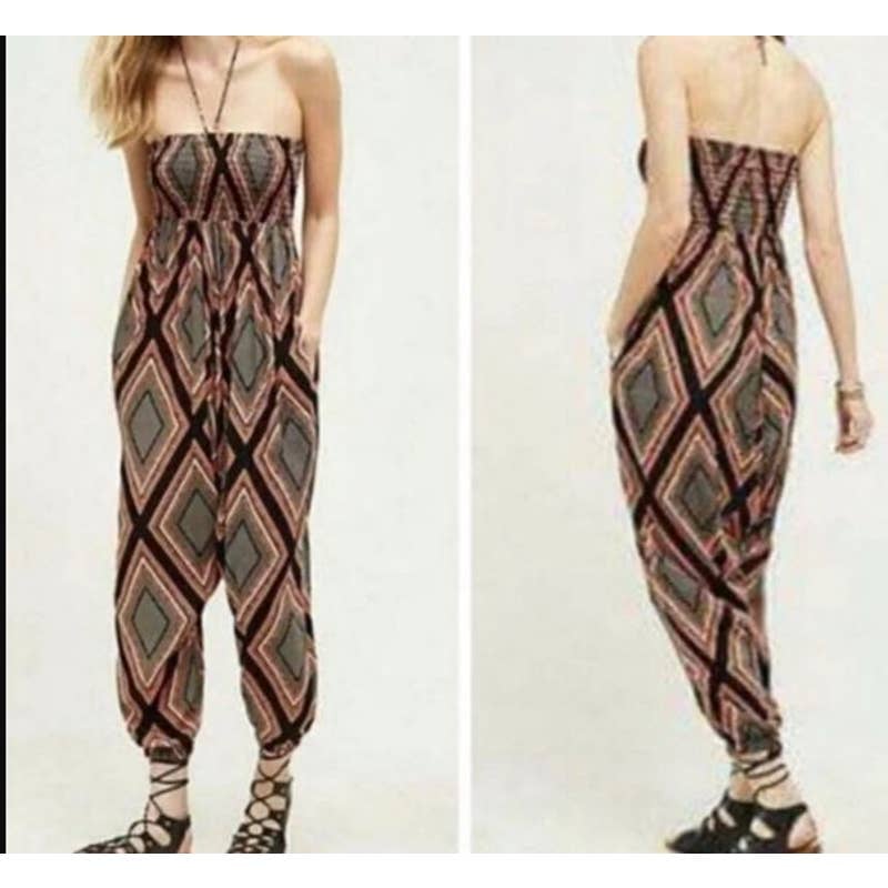 Anthropologie Womens Aztec Mosaic Geo Harem Jumpsuit One-Piece Size S Multicolor
