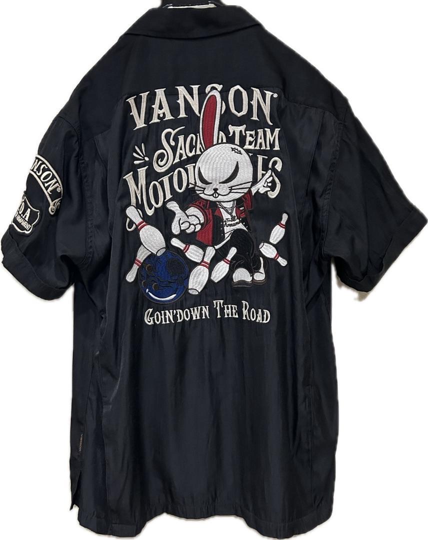 * VANSON×CROWS×WORST Death Rabbit Embroidered Open Collar Short Sleeve Shirt L