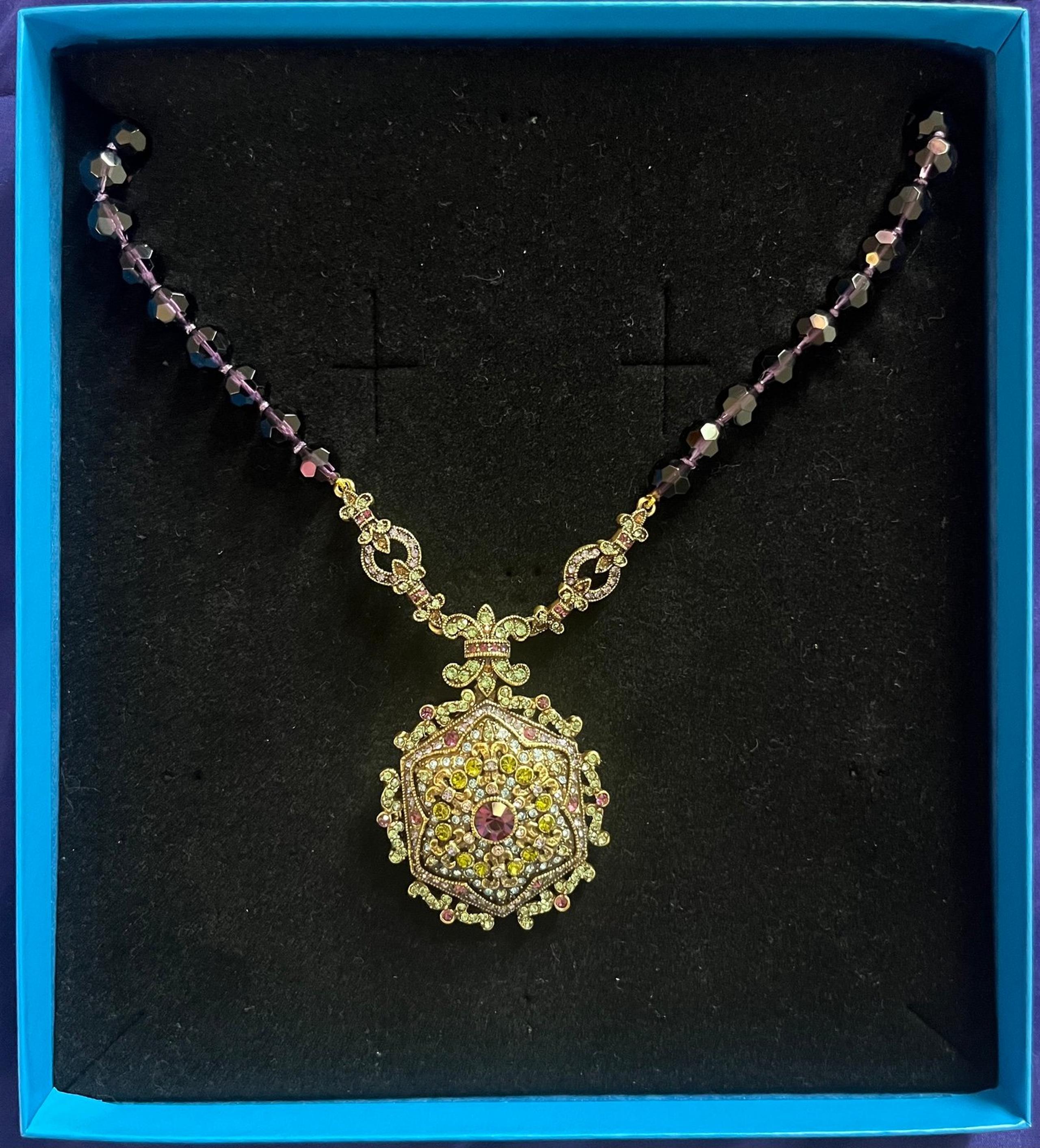 Women’s Amethyst Crystal Beaded Necklace with Pendant - Heidi Daus