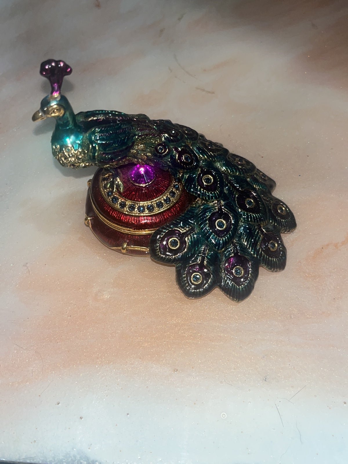Katherines Collection Peacock Red/Green Metal magnetic box