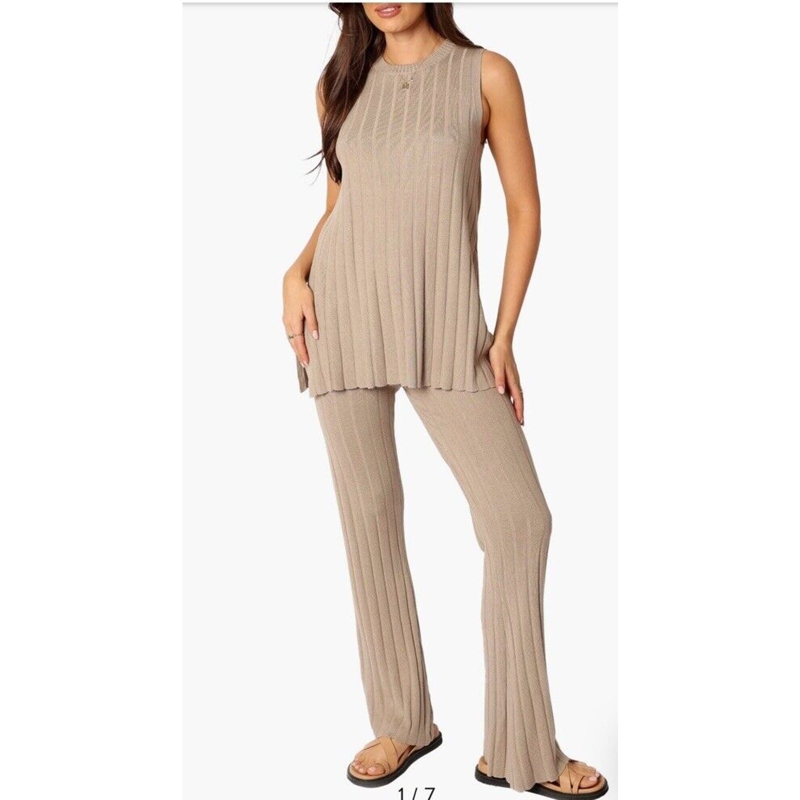 Petal And Pup Silvie Wide Rib Sweater Tank & Straight Leg Pants Set Size Small