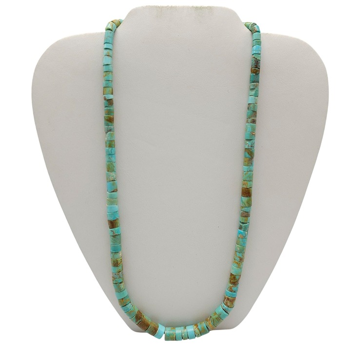 Turquoise Heishi Graduated Bead Necklace With Hook Closure Vintage 22 in