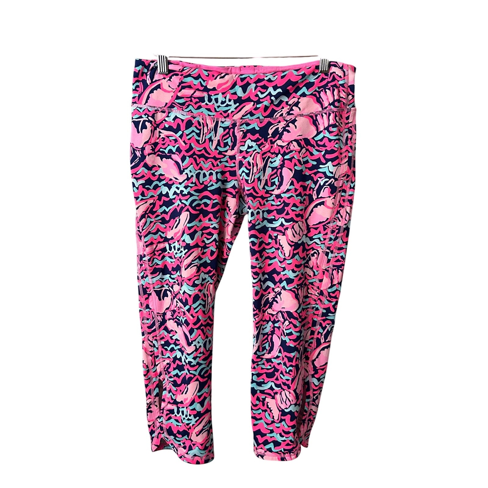 Lilly Pulitzer Luxletic Navy Lobster Roll Cropped Leggings Large