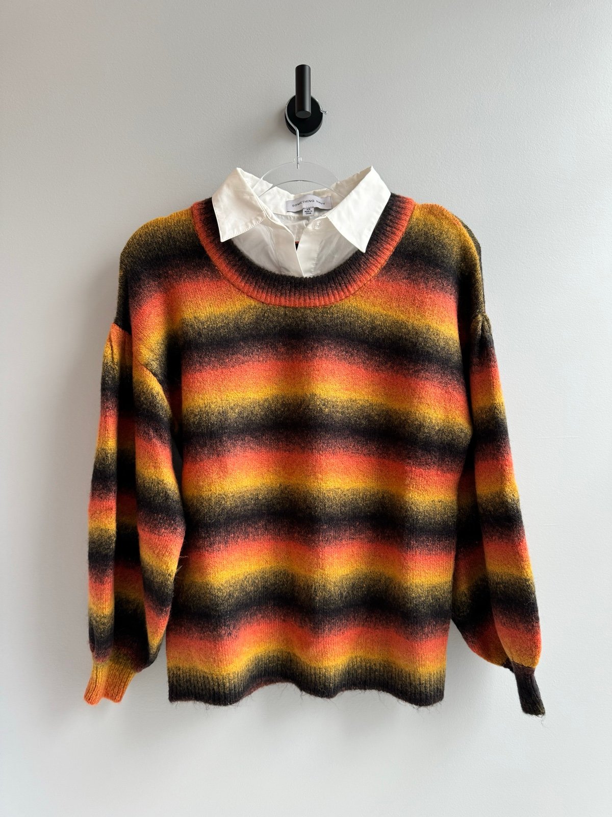 Something Navy Elsie Ombré Poplin Collard Sweater