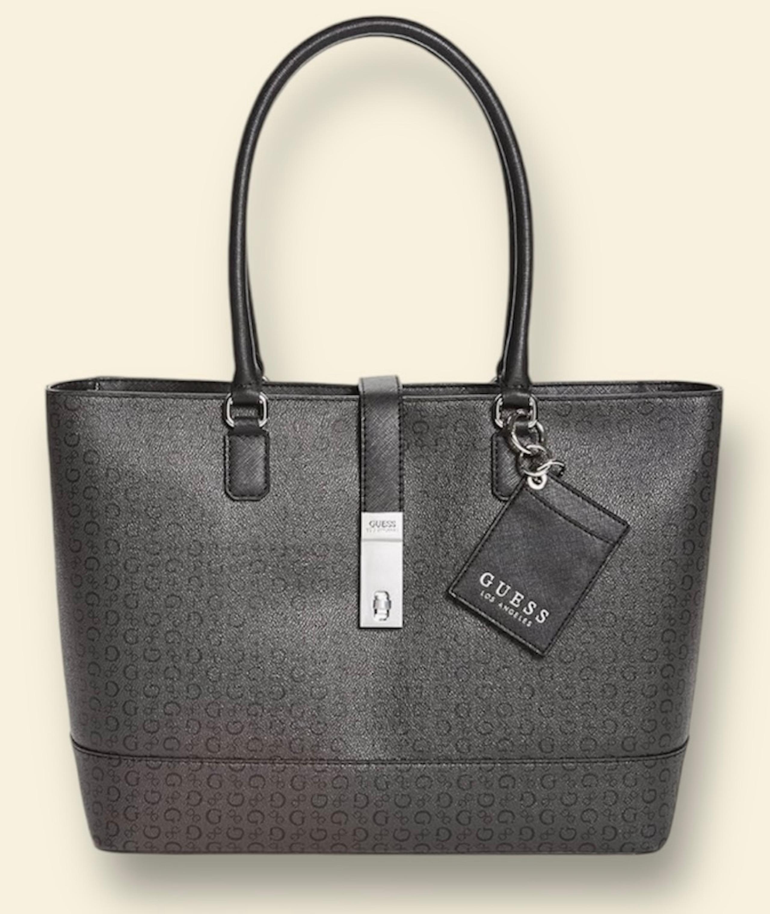 Guess Women's Black Skyla Quilted Tote Bag Carryall Handbag Purse Black