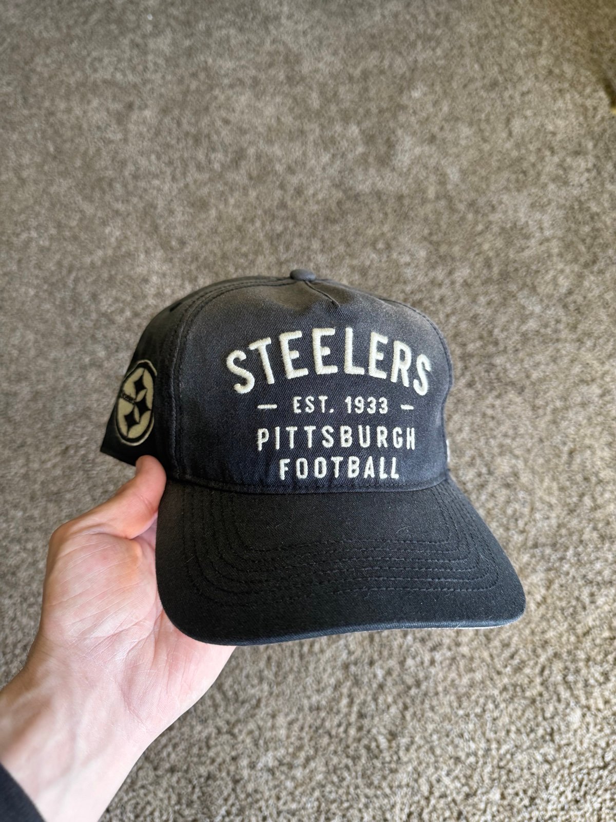 Pittsburgh Steelers 47 Laramie Hitch Hat SnapBack washed vintage grey black rare