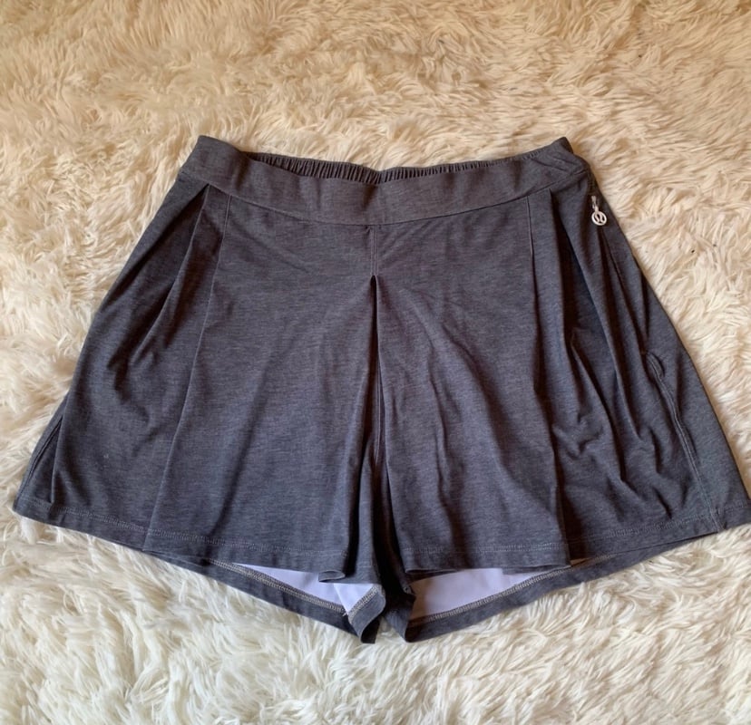 Lululemon City Skort Heathered Texture Printed Grey Deep Coal Size 6