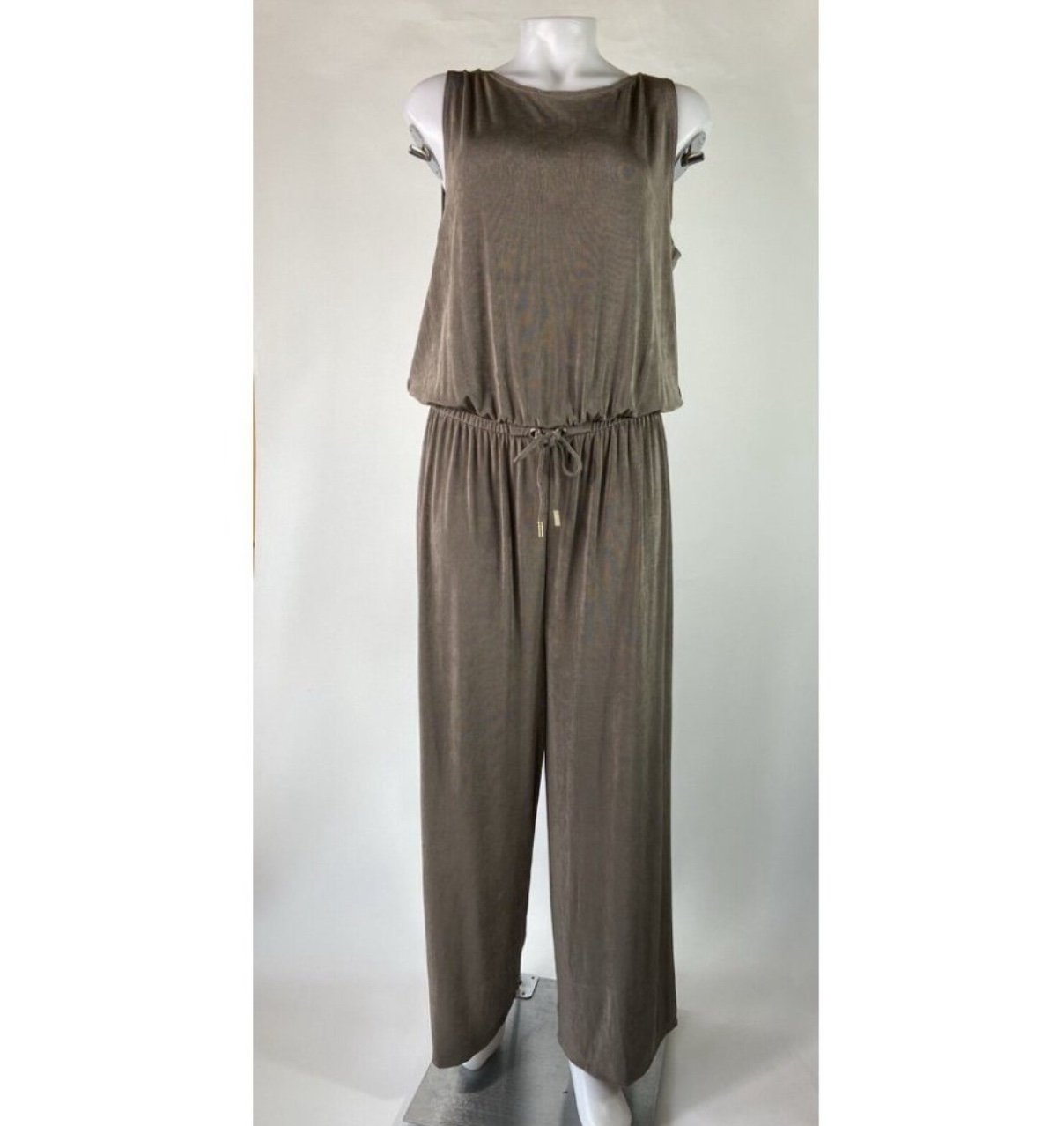 Chico's Tan Sleeveless Jumpsuit with Wide-Leg Design Size L