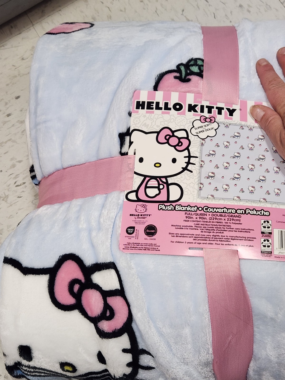 Hello Kitty Back to School Books QUEEN Plush Blanket - NEW