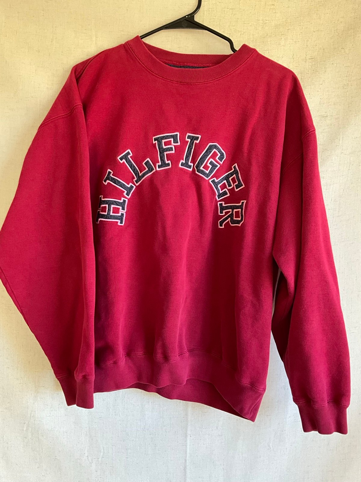 Vintage 1990s Tommy Hilfiger Red Pullover Sweatshirt Large