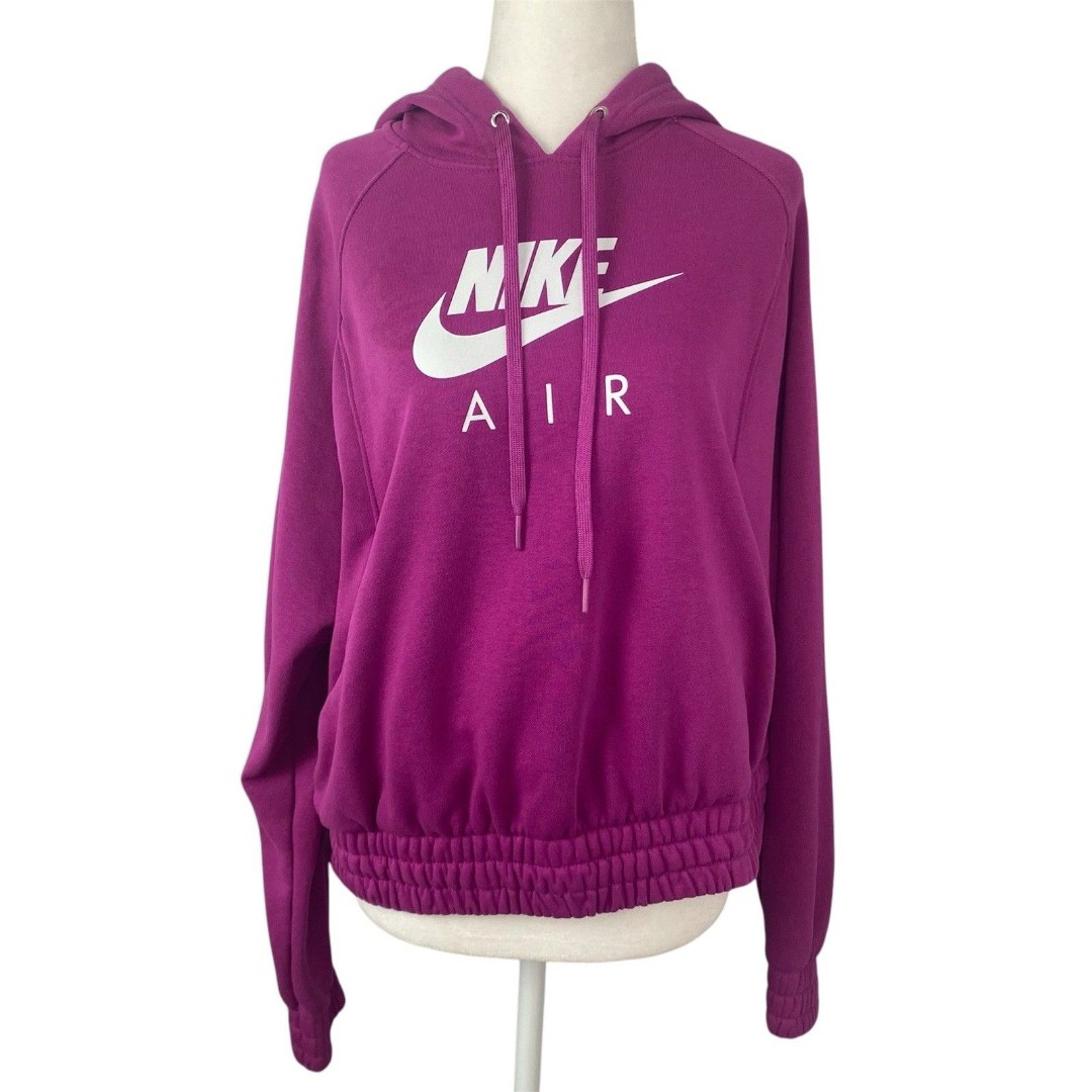 Nike Air Sweater Womens Large Fuchsia Logo Hoodie Pockets Sweatshirt Oversized