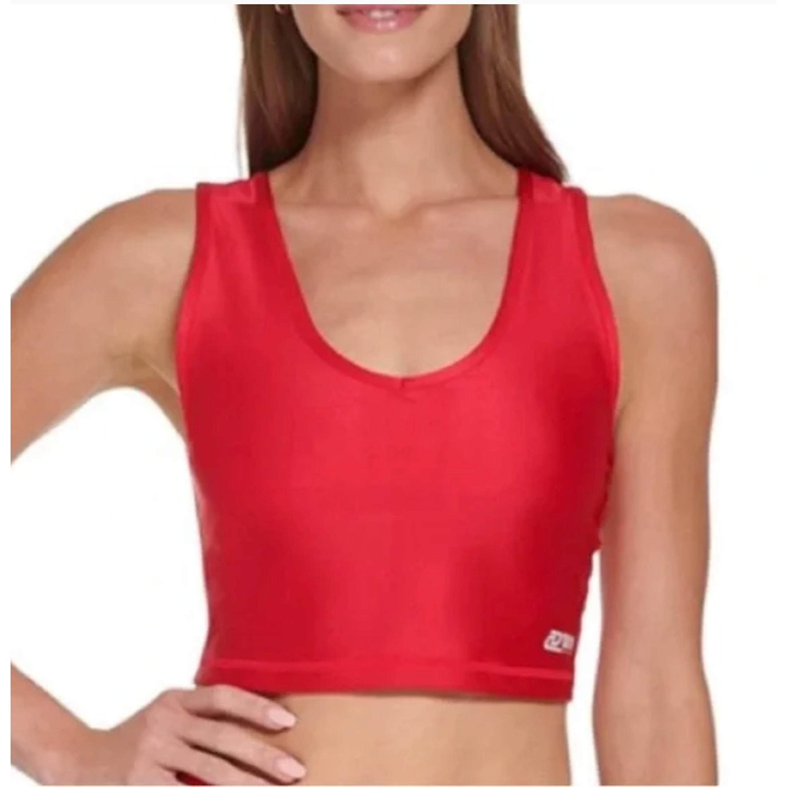 DKNY Women's Red Ski Patrol Cropped Tank Sports Bra Size XS