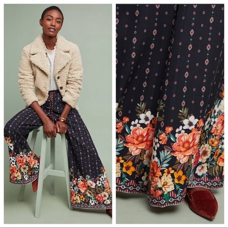 Anthropologie Farm rio floral wide leg trousers XS