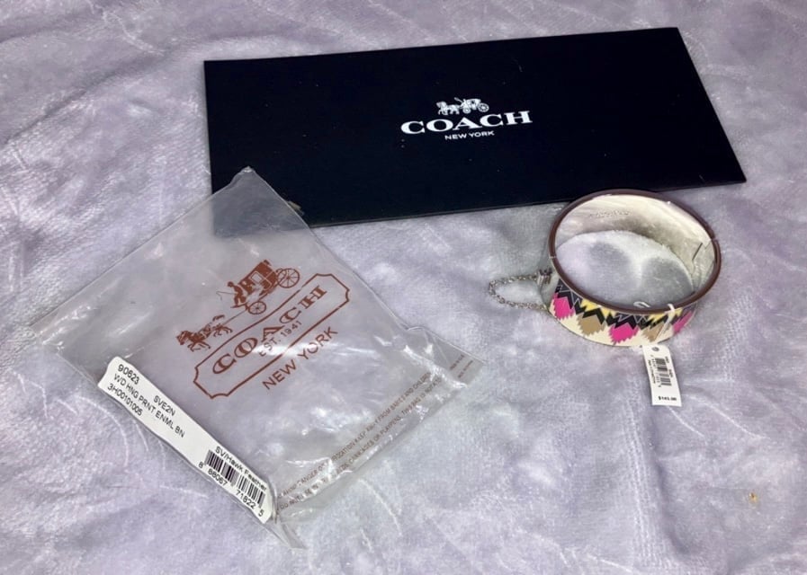 NWT Rare Hawk Feather Coach Bangle Bracelet