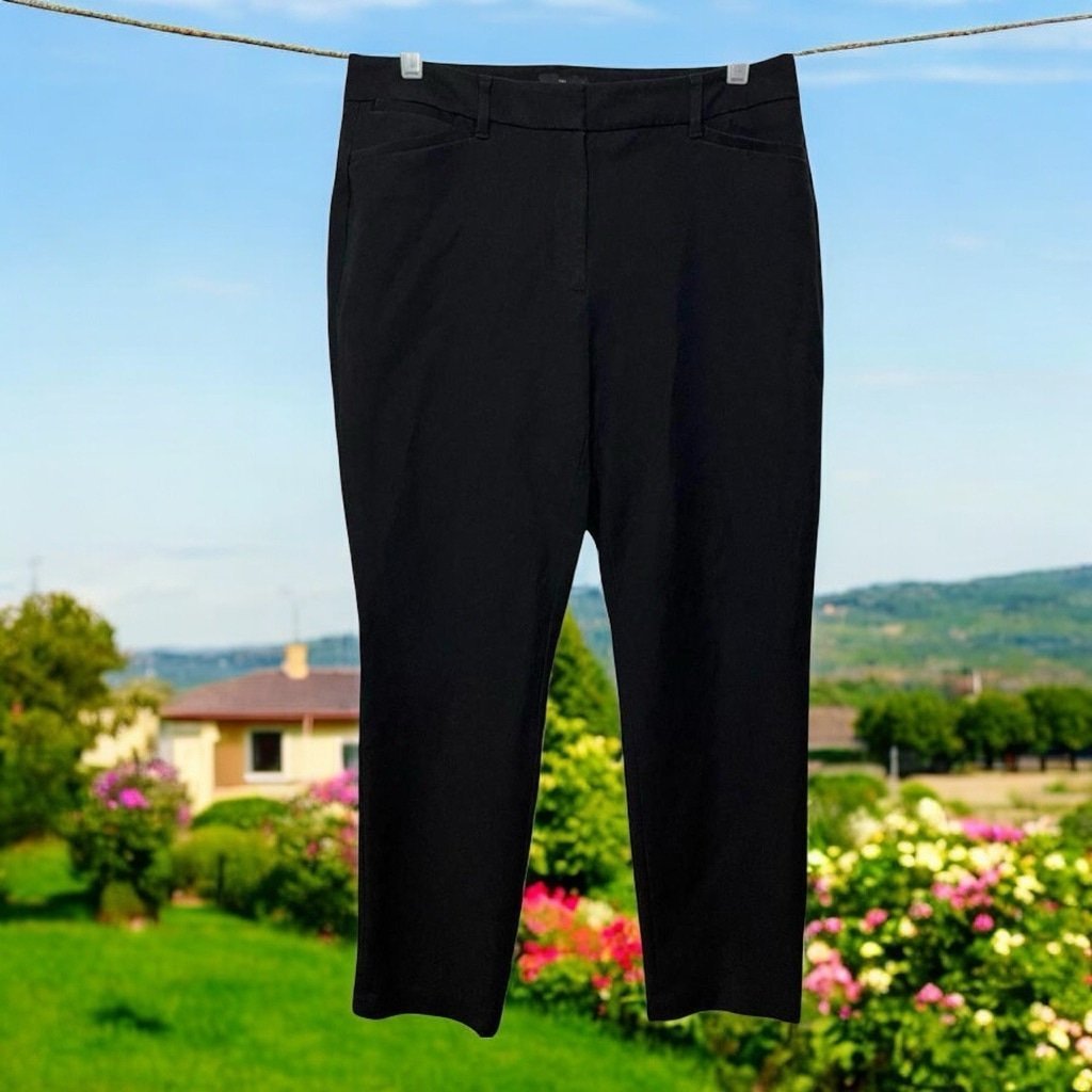 White House Black Market WHBM Sz 8 Black Trouser Pants The Slim Ankle