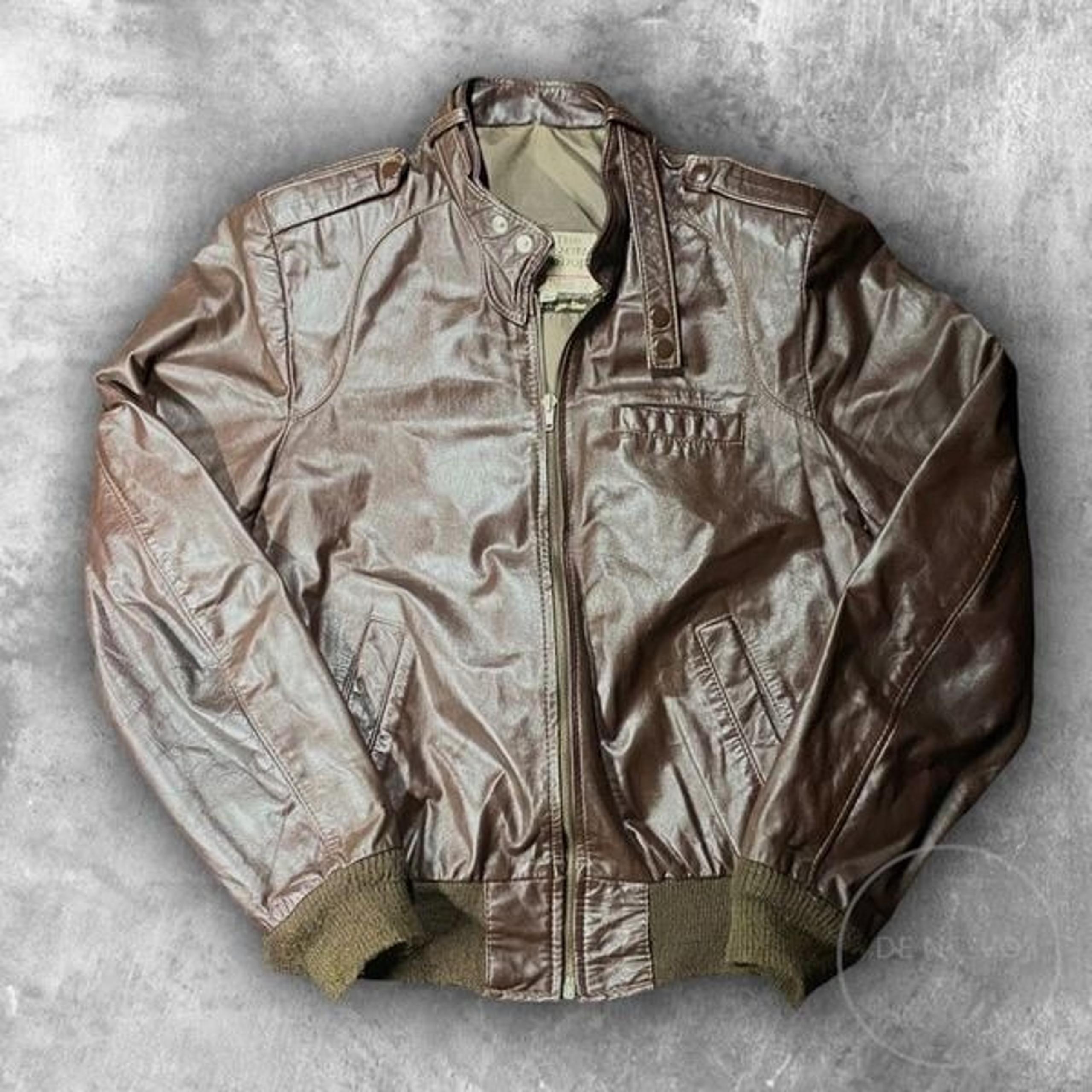 The Leather Shop Sears Mens Vintage Genuine Leather Bomber Jacket 48 Brown