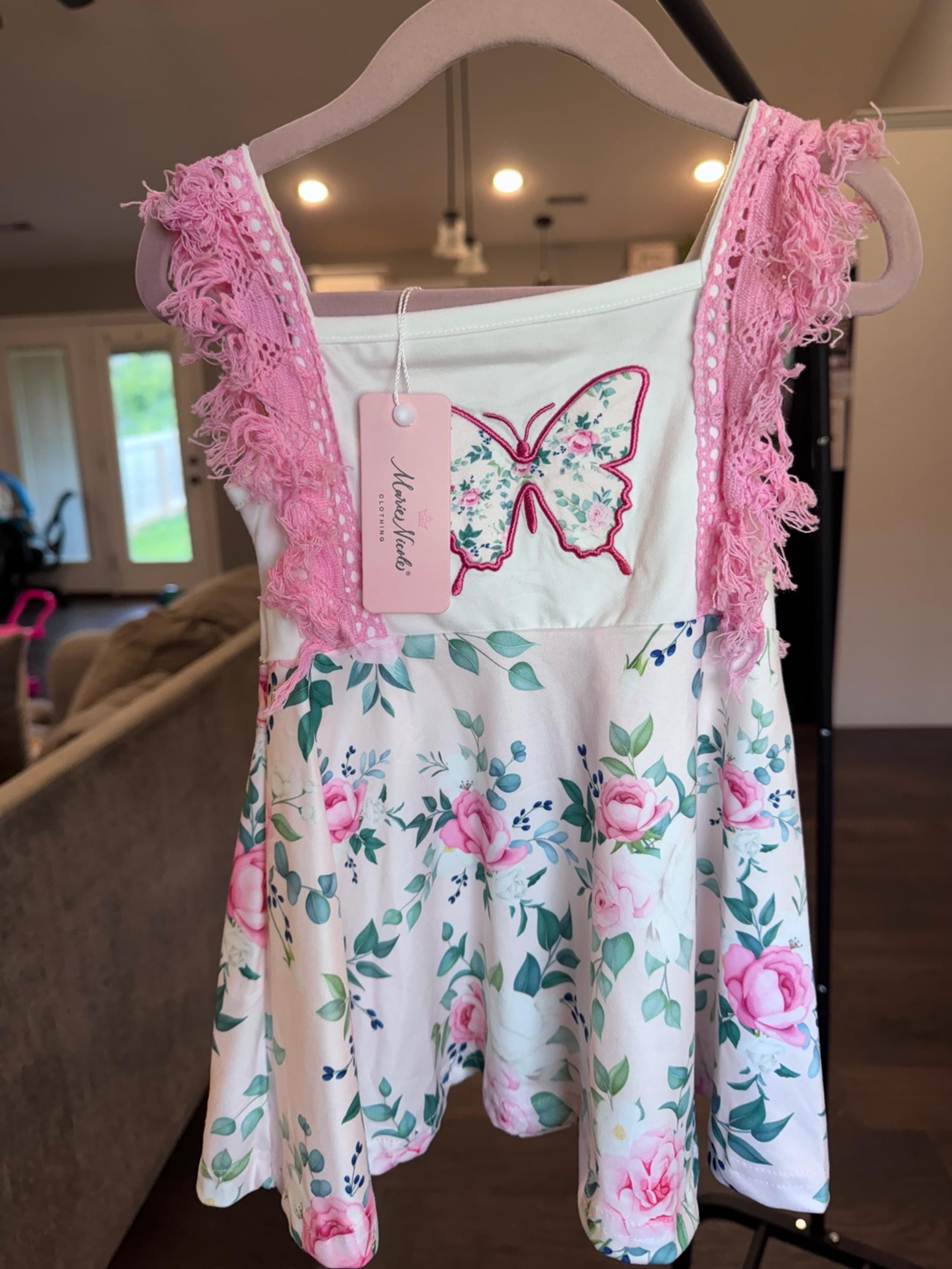 NWT Marie Nicole Floral Butterfly Tank Dress – Size 3XS (6–12M)