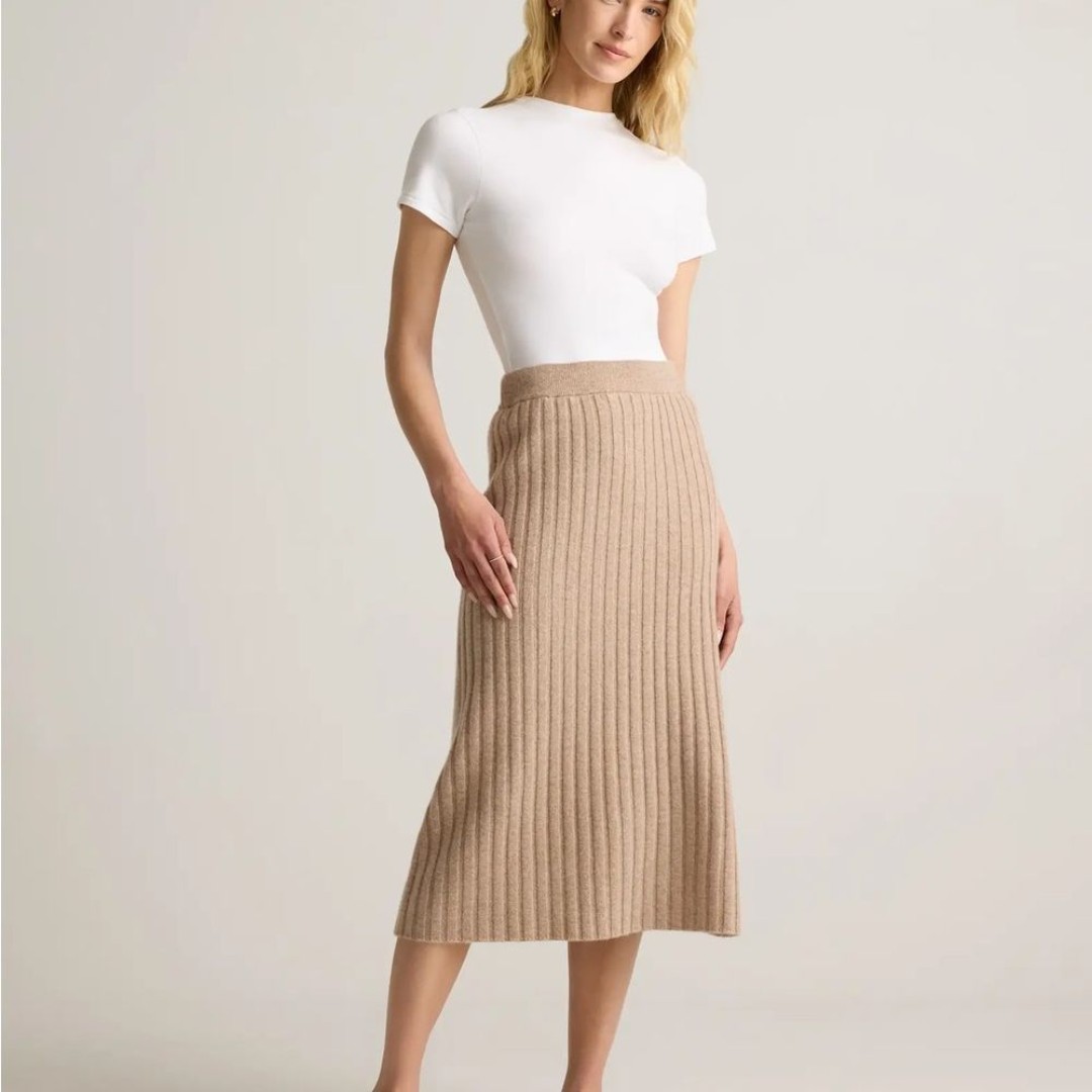 New Quince Mongolian Cashmere Midi Skirt in Oatmeal Size XS